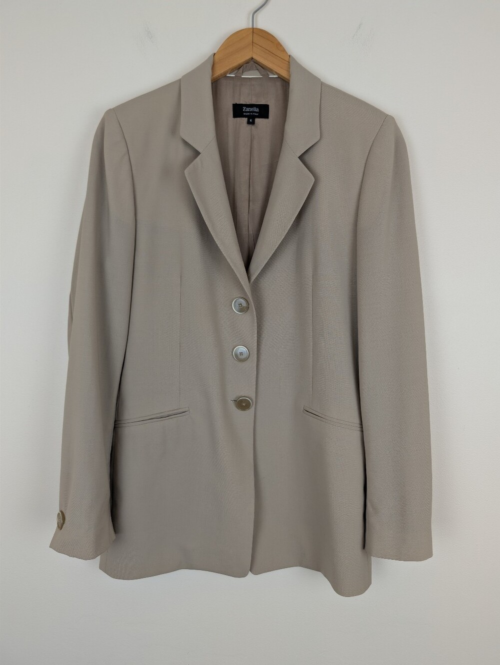 Zanella Tan Single Breasted Three Button Lightweight Blazer